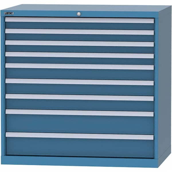 LISTA - 9 Drawer, 99 Compartment Bright Blue Steel Modular Storage Cabinet - Exact Tool & Supply