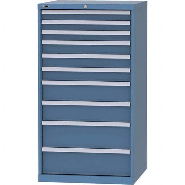 LISTA - 10 Drawer, 45 Compartment Bright Blue Steel Modular Storage Cabinet - Exact Tool & Supply