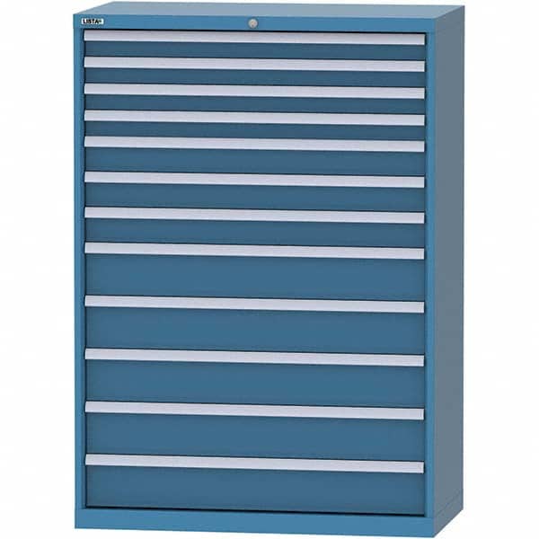 LISTA - 12 Drawer, 84 Compartment Bright Blue Steel Modular Storage Cabinet - Exact Tool & Supply