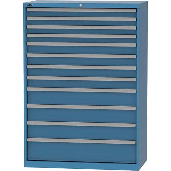 LISTA - 12 Drawer, 84 Compartment Bright Blue Steel Modular Storage Cabinet - Exact Tool & Supply
