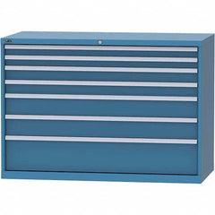LISTA - 7 Drawer, 84 Compartment Bright Blue Steel Modular Storage Cabinet - Exact Tool & Supply