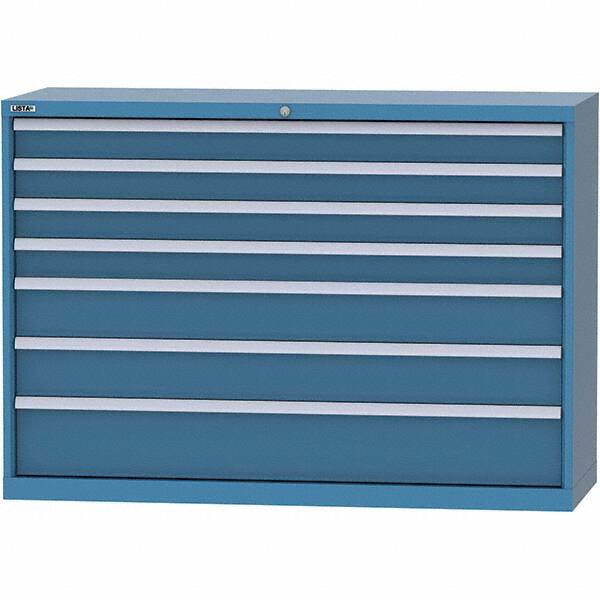 LISTA - 7 Drawer, 84 Compartment Bright Blue Steel Modular Storage Cabinet - Exact Tool & Supply