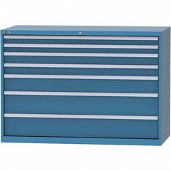 LISTA - 7 Drawer, 84 Compartment Bright Blue Steel Modular Storage Cabinet - Exact Tool & Supply