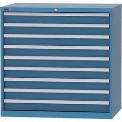 LISTA - 9 Drawer, 99 Compartment Bright Blue Steel Modular Storage Cabinet - Exact Tool & Supply
