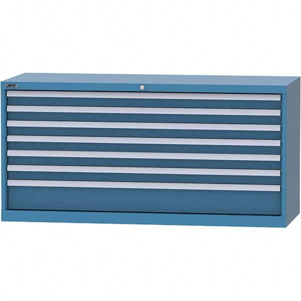 LISTA - 7 Drawer, 84 Compartment Bright Blue Steel Modular Storage Cabinet - Exact Tool & Supply