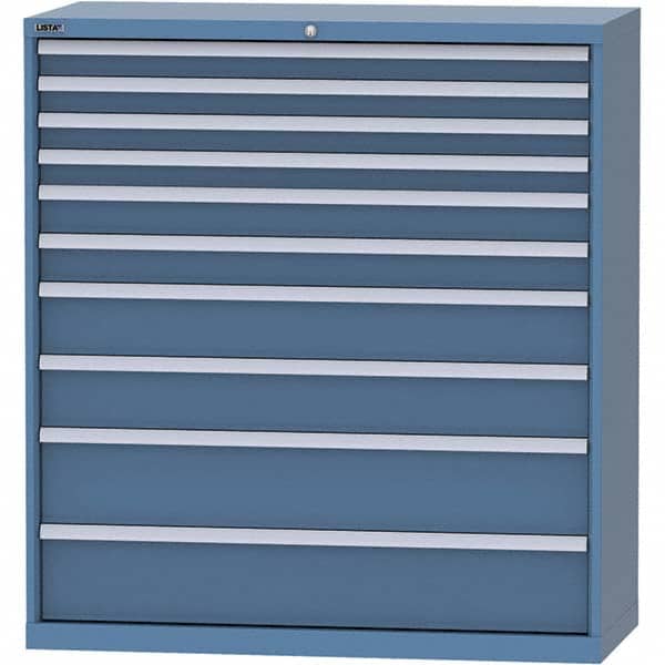 LISTA - 10 Drawer, 99 Compartment Bright Blue Steel Modular Storage Cabinet - Exact Tool & Supply