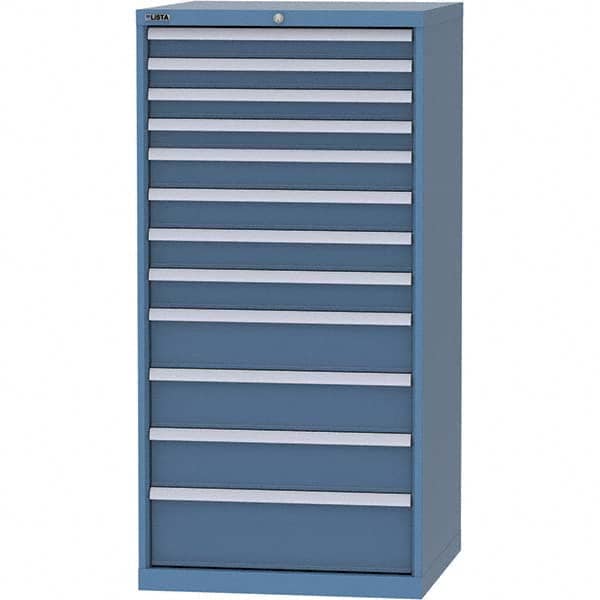 LISTA - 12 Drawer, 124 Compartment Bright Blue Steel Modular Storage Cabinet - Exact Tool & Supply