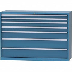 LISTA - 7 Drawer, 84 Compartment Bright Blue Steel Modular Storage Cabinet - Exact Tool & Supply