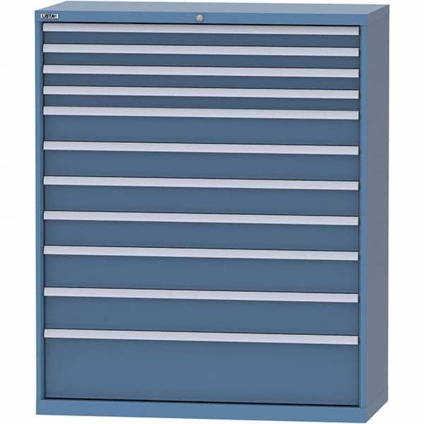 LISTA - 11 Drawer, 99 Compartment Bright Blue Steel Modular Storage Cabinet - Exact Tool & Supply