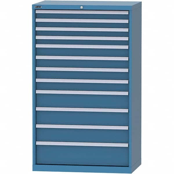 LISTA - 12 Drawer, 84 Compartment Bright Blue Steel Modular Storage Cabinet - Exact Tool & Supply