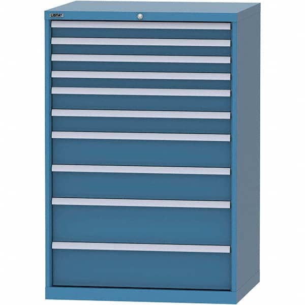 LISTA - 10 Drawer, 84 Compartment Bright Blue Steel Modular Storage Cabinet - Exact Tool & Supply