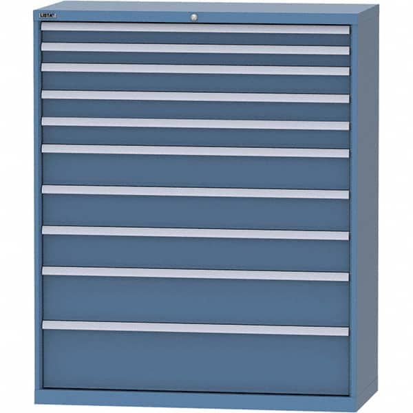 LISTA - 10 Drawer, 99 Compartment Bright Blue Steel Modular Storage Cabinet - Exact Tool & Supply