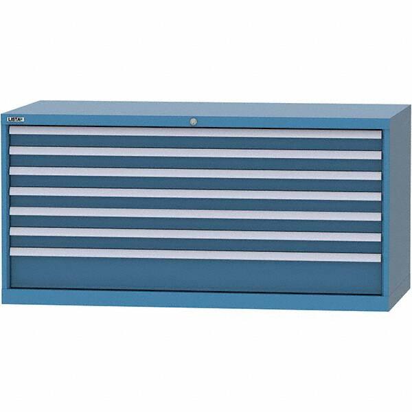 LISTA - 7 Drawer, 84 Compartment Bright Blue Steel Modular Storage Cabinet - Exact Tool & Supply