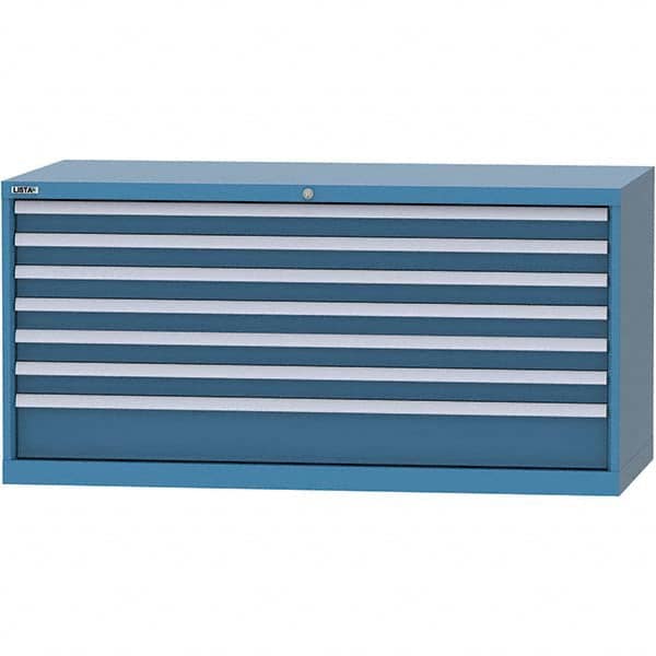 LISTA - 7 Drawer, 84 Compartment Bright Blue Steel Modular Storage Cabinet - Exact Tool & Supply