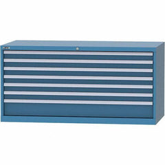 LISTA - 7 Drawer, 84 Compartment Bright Blue Steel Modular Storage Cabinet - Exact Tool & Supply