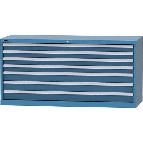LISTA - 7 Drawer, 84 Compartment Bright Blue Steel Modular Storage Cabinet - Exact Tool & Supply