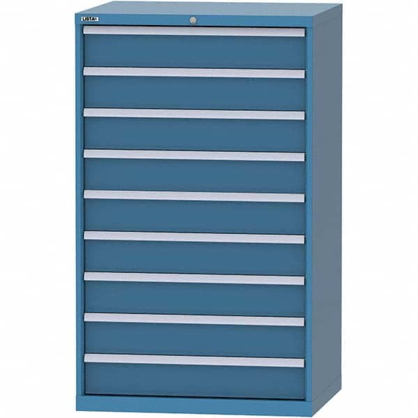 LISTA - 9 Drawer, 84 Compartment Bright Blue Steel Modular Storage Cabinet - Exact Tool & Supply