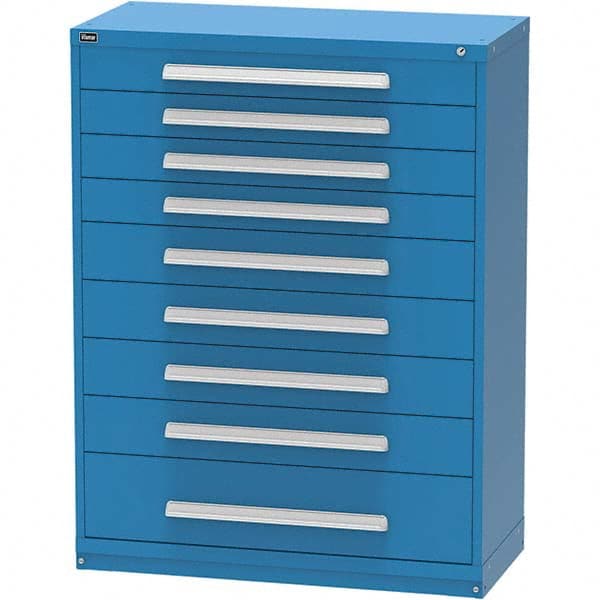 Vidmar - 9 Drawer, 45 Compartment Bright Blue Steel Modular Storage Cabinet - Exact Tool & Supply