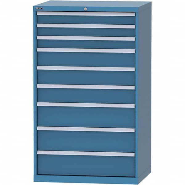 LISTA - 9 Drawer, 84 Compartment Bright Blue Steel Modular Storage Cabinet - Exact Tool & Supply