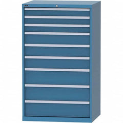 LISTA - 9 Drawer, 84 Compartment Bright Blue Steel Modular Storage Cabinet - Exact Tool & Supply