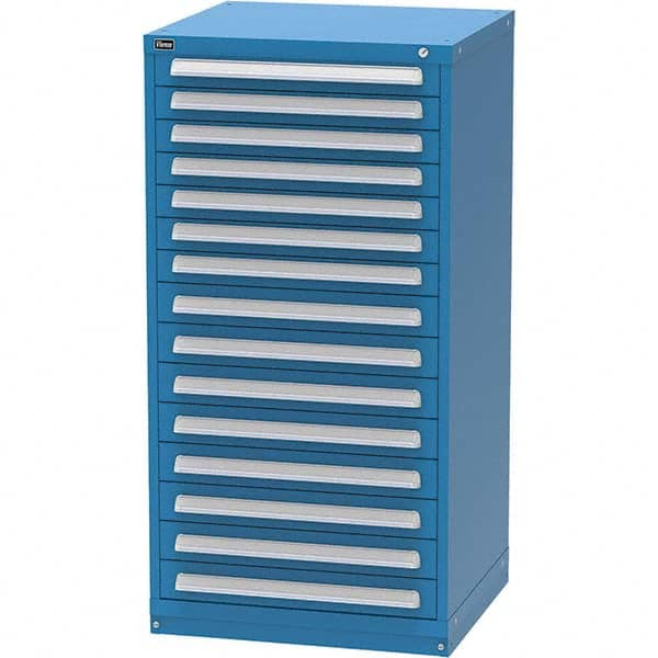 Vidmar - 15 Drawer Bright Blue Steel Modular Storage Cabinet - Exact Tool & Supply
