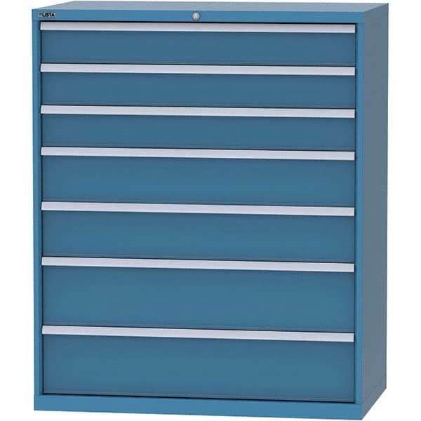 LISTA - 7 Drawer, 159 Compartment Bright Blue Steel Modular Storage Cabinet - Exact Tool & Supply