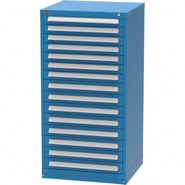 Vidmar - 15 Drawer, 124 Compartment Bright Blue Steel Modular Storage Cabinet - Exact Tool & Supply