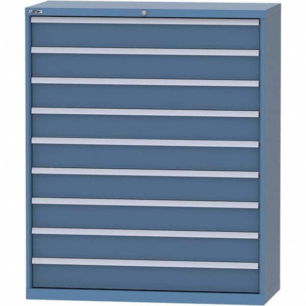 LISTA - 9 Drawer, 99 Compartment Bright Blue Steel Modular Storage Cabinet - Exact Tool & Supply