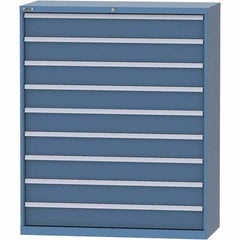 LISTA - 9 Drawer, 99 Compartment Bright Blue Steel Modular Storage Cabinet - Exact Tool & Supply