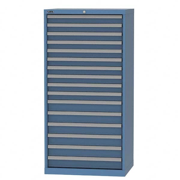 LISTA - 16 Drawer, 93 Compartment Bright Blue Steel Modular Storage Cabinet - Exact Tool & Supply