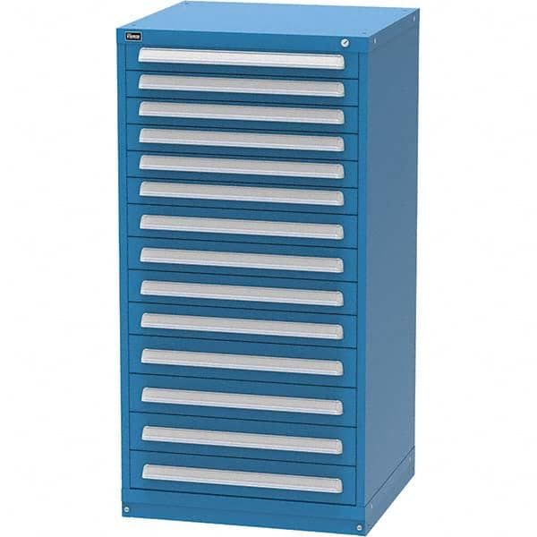 Vidmar - 14 Drawer, 344 Compartment Bright Blue Steel Modular Storage Cabinet - Exact Tool & Supply