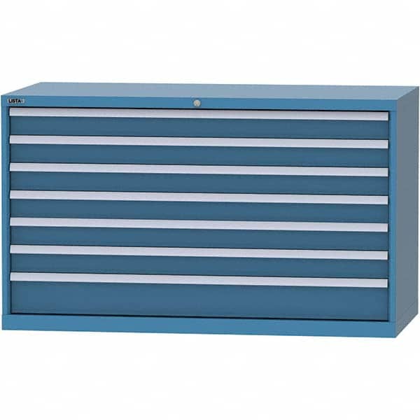 LISTA - 7 Drawer, 84 Compartment Bright Blue Steel Modular Storage Cabinet - Exact Tool & Supply