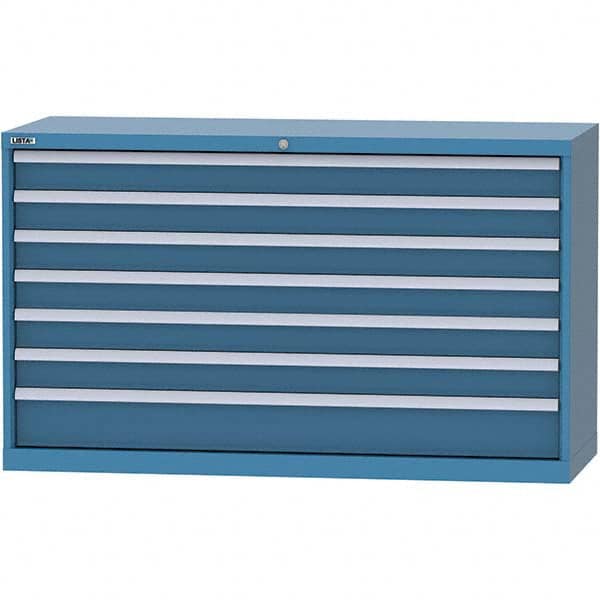 LISTA - 7 Drawer, 84 Compartment Bright Blue Steel Modular Storage Cabinet - Exact Tool & Supply