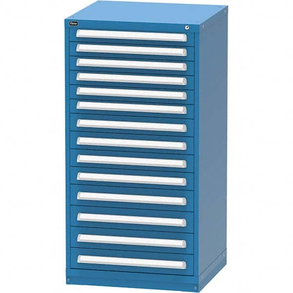 Vidmar - 14 Drawer, 124 Compartment Bright Blue Steel Modular Storage Cabinet - Exact Tool & Supply
