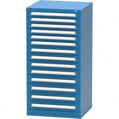 Vidmar - 14 Drawer, 124 Compartment Bright Blue Steel Modular Storage Cabinet - Exact Tool & Supply