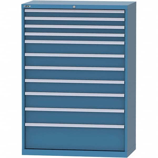 LISTA - 11 Drawer, 84 Compartment Bright Blue Steel Modular Storage Cabinet - Exact Tool & Supply