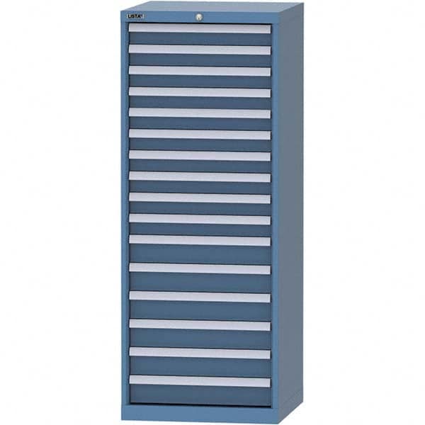 LISTA - 16 Drawer, 84 Compartment Bright Blue Steel Modular Storage Cabinet - Exact Tool & Supply