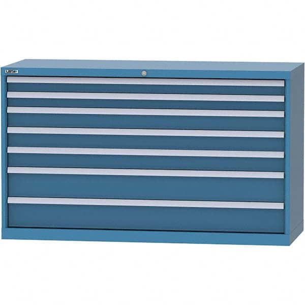 LISTA - 7 Drawer, 84 Compartment Bright Blue Steel Modular Storage Cabinet - Exact Tool & Supply