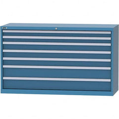 LISTA - 7 Drawer, 84 Compartment Bright Blue Steel Modular Storage Cabinet - Exact Tool & Supply
