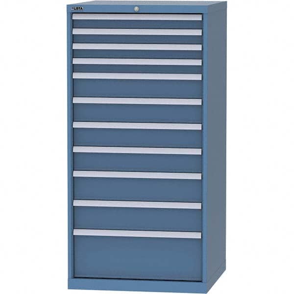 LISTA - 11 Drawer, 124 Compartment Bright Blue Steel Modular Storage Cabinet - Exact Tool & Supply