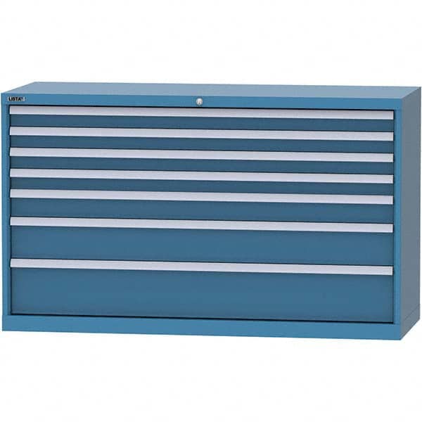 LISTA - 7 Drawer, 84 Compartment Bright Blue Steel Modular Storage Cabinet - Exact Tool & Supply