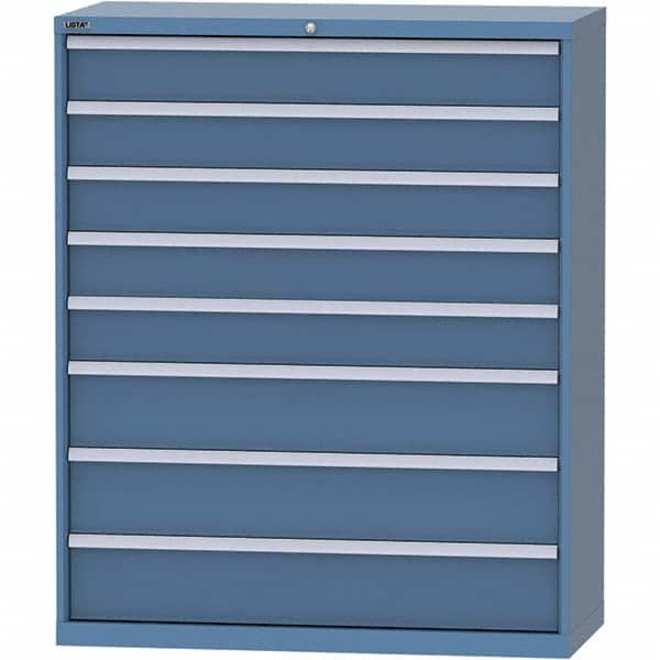 LISTA - 8 Drawer, 99 Compartment Bright Blue Steel Modular Storage Cabinet - Exact Tool & Supply