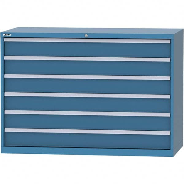 LISTA - 6 Drawer, 84 Compartment Bright Blue Steel Modular Storage Cabinet - Exact Tool & Supply