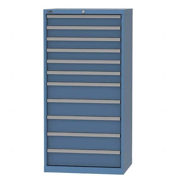 LISTA - 11 Drawer, 93 Compartment Bright Blue Steel Modular Storage Cabinet - Exact Tool & Supply