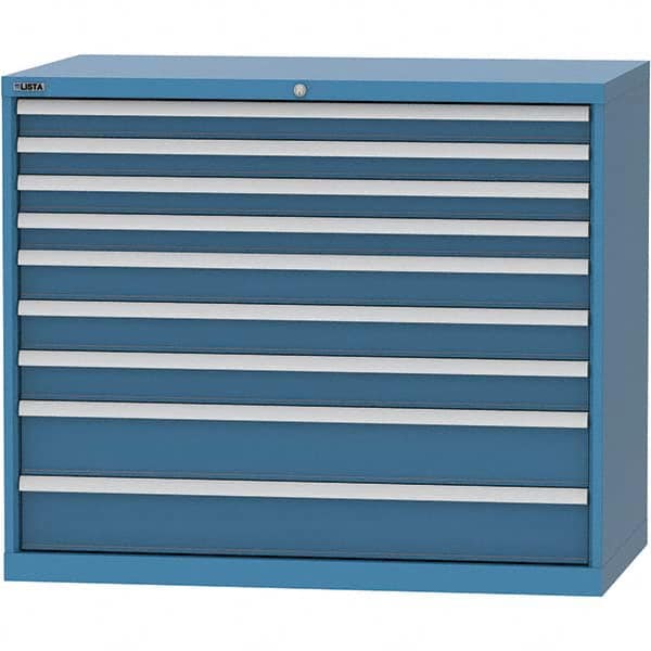 LISTA - 9 Drawer, 99 Compartment Bright Blue Steel Modular Storage Cabinet - Exact Tool & Supply