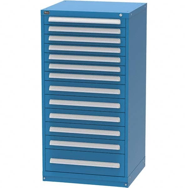 Vidmar - 13 Drawer, 344 Compartment Bright Blue Steel Modular Storage Cabinet - Exact Tool & Supply