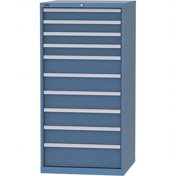 LISTA - 10 Drawer, 124 Compartment Bright Blue Steel Modular Storage Cabinet - Exact Tool & Supply