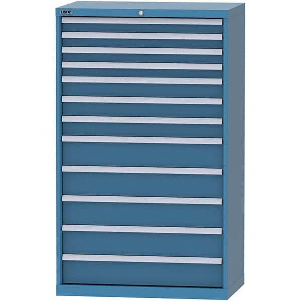 LISTA - 12 Drawer, 84 Compartment Bright Blue Steel Modular Storage Cabinet - Exact Tool & Supply