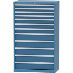 LISTA - 12 Drawer, 84 Compartment Bright Blue Steel Modular Storage Cabinet - Exact Tool & Supply