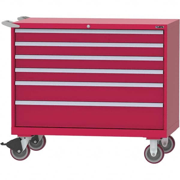 LISTA - 6 Drawer, 99 Compartment Red Steel Modular Storage Cabinet - Exact Tool & Supply